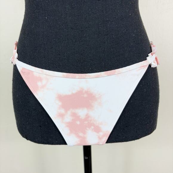 Aerie Two Piece Printed Ruffle Bandeau Bikini Top and Cheekiest Bottom Swimsuit - Picture 3 of 12